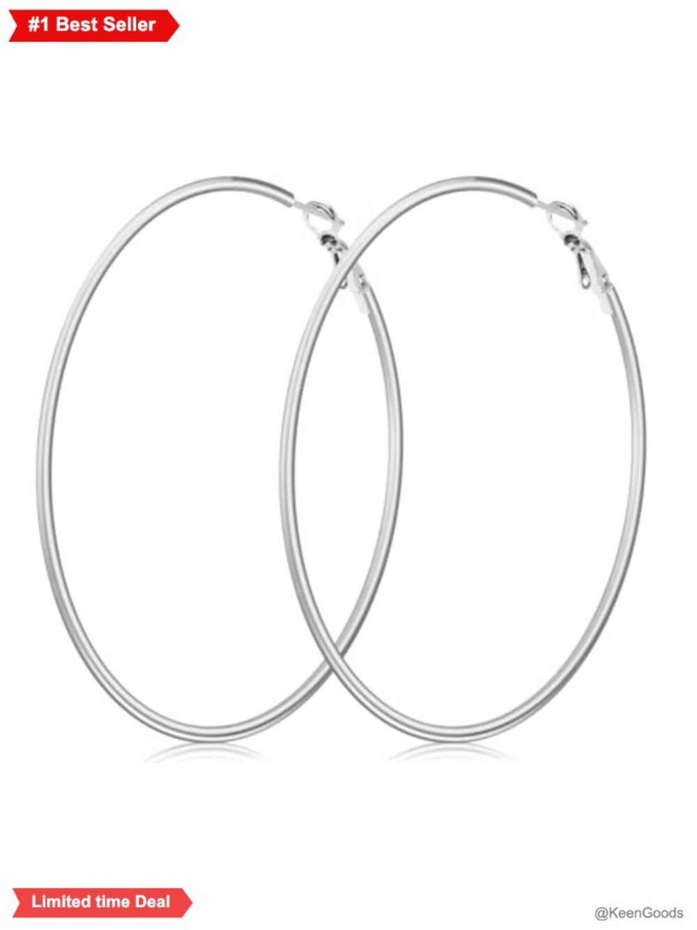 70mm Large Hoop Earrings Stainless Steel Big Hoops Click-Top